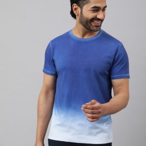 Round Neck Blue Gradient Tie & dye (Slim fit)